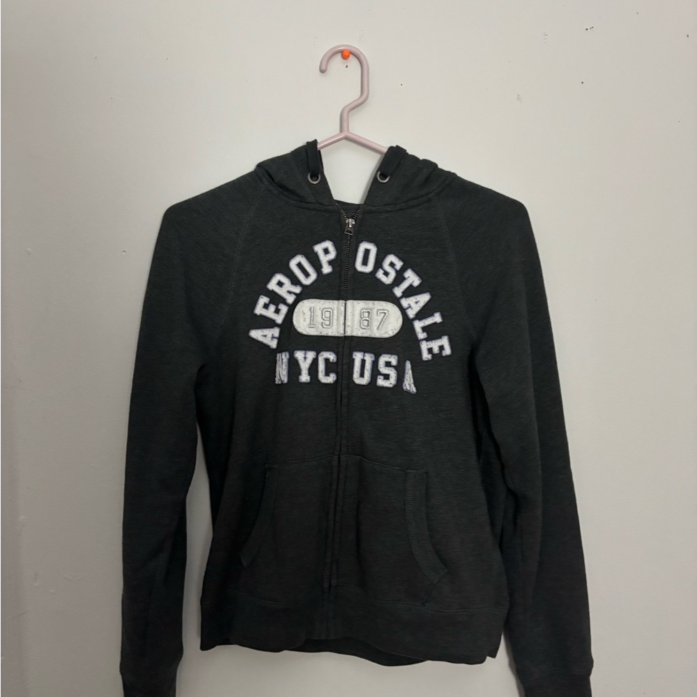 Aeropostale Charcoal Zip-Up Hoodie